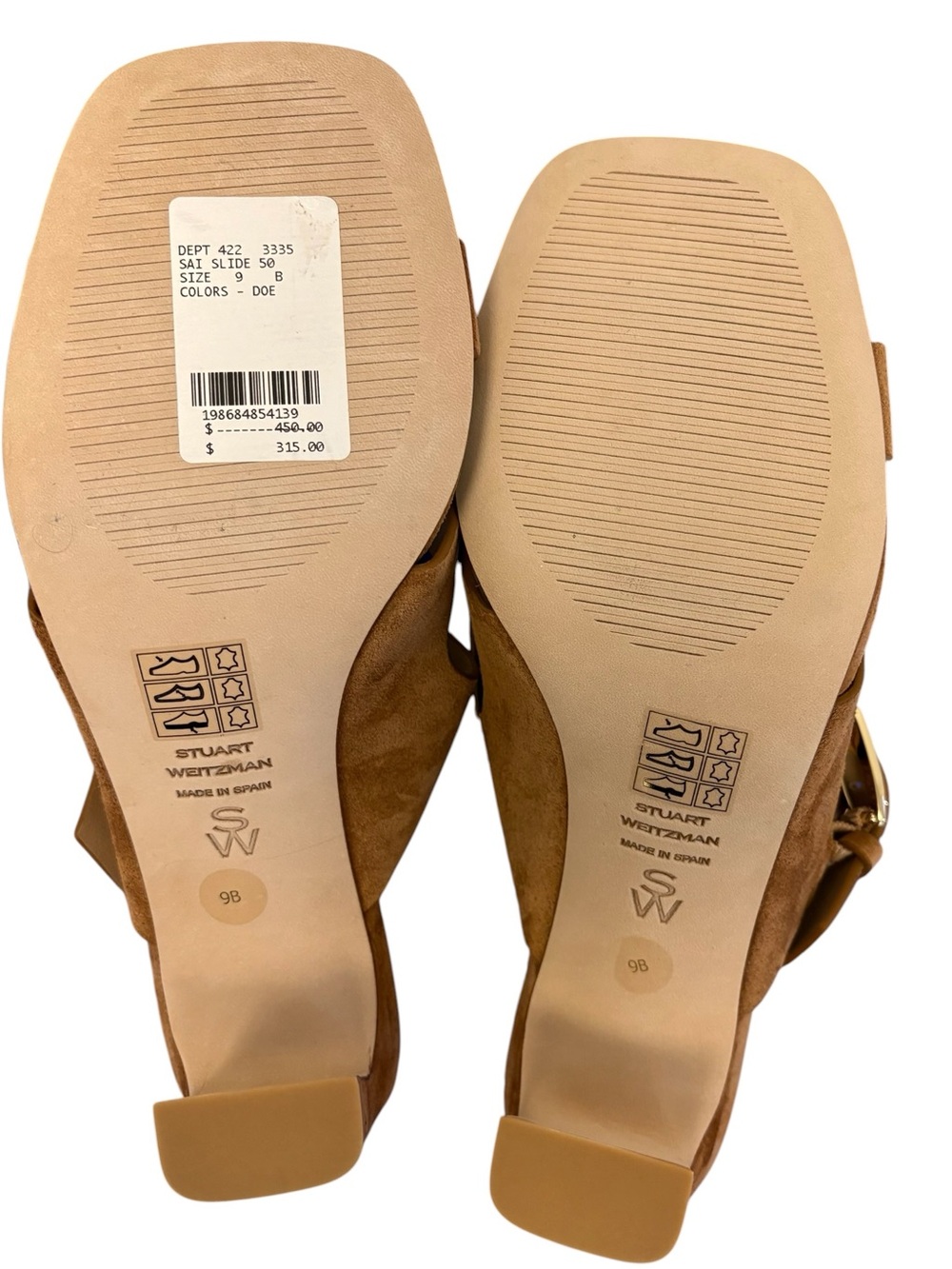 Stuart Weitzman Sai Slide 50 Doe Brown Suede Size 9.  Brand new. NWB - Picture 3 of 13